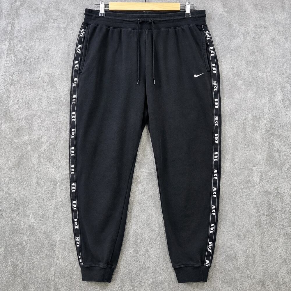 Nike Sportswear 1X Logo Tape Fleece Joggers Black Athleisure Streetwear
